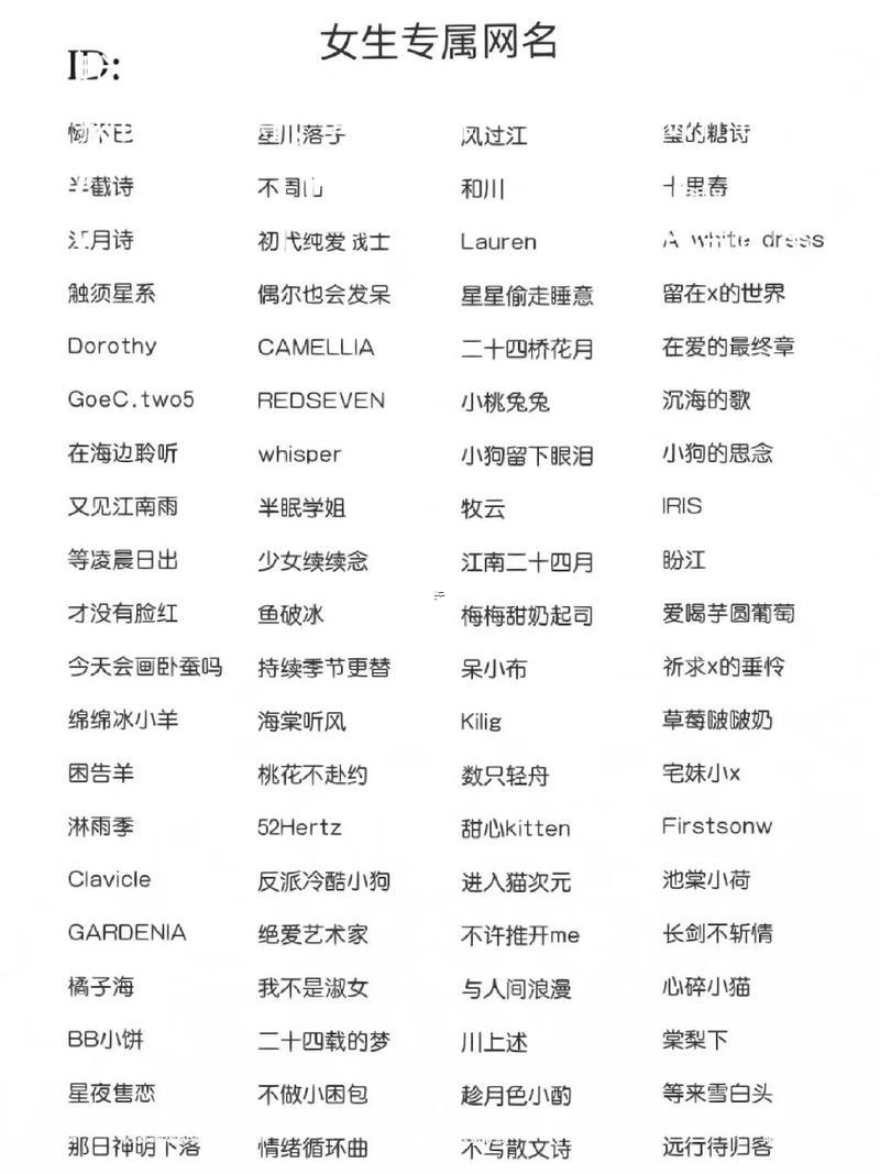 獨(dú)一無二的二字昵稱