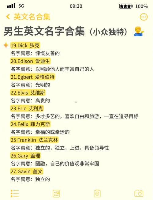 好聽男英文名