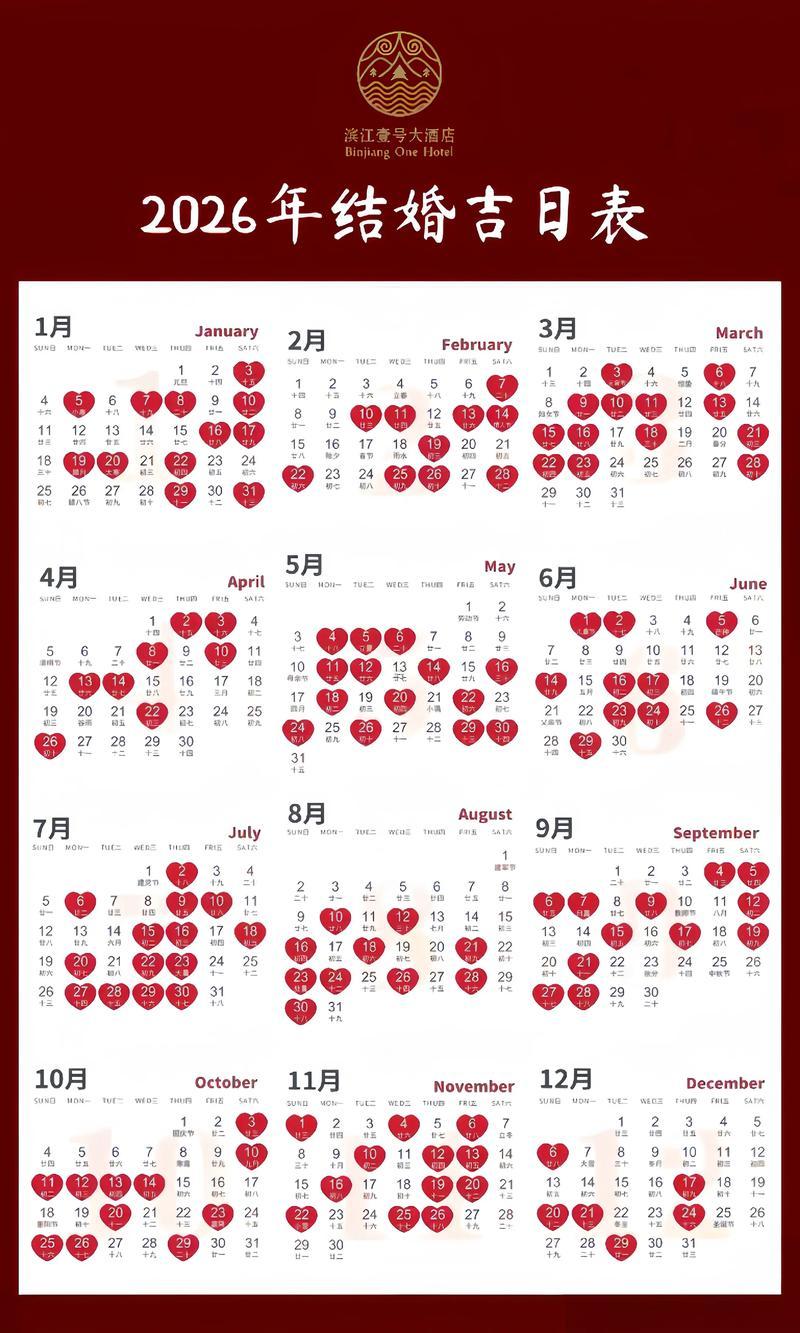 2026年5月結(jié)婚吉日查詢表